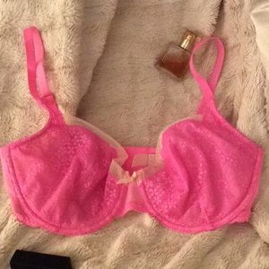 VS Bright Pink Unlined Demi Bra